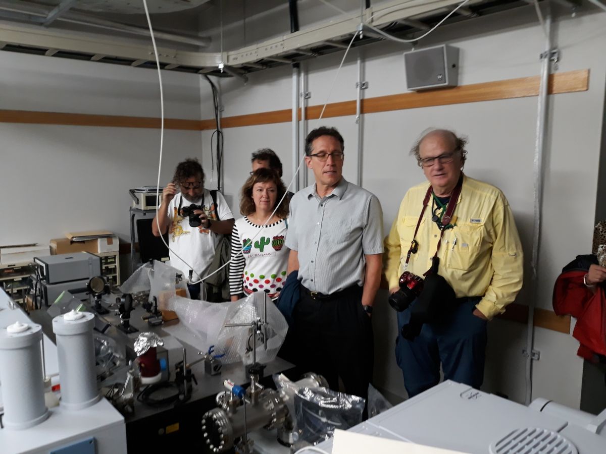 Picture of Alberto Redondas, René Stübi, Angelika Dehn, Gerald Nedoluha, and Jim Elkins who were among those who visited the FTIR lab at NIES on Thursday October 17, 2019.