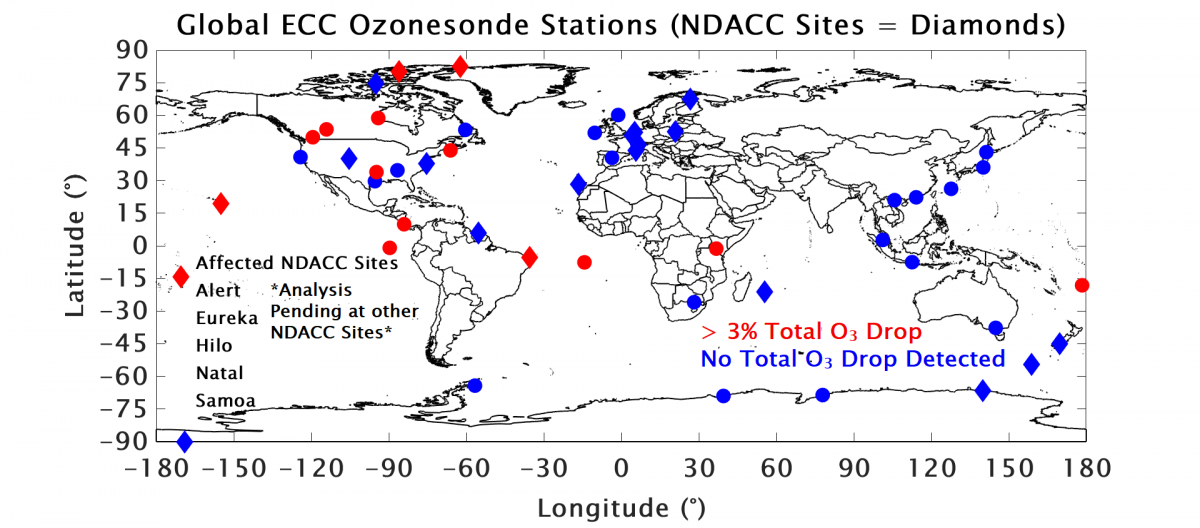 Picture showing map of global ECC ozonsonde stations
