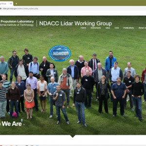 Screenshot of the NDACC Lidar Working Group's website, March 2021.