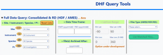 Screenshot of NDACC's DHF query tools.